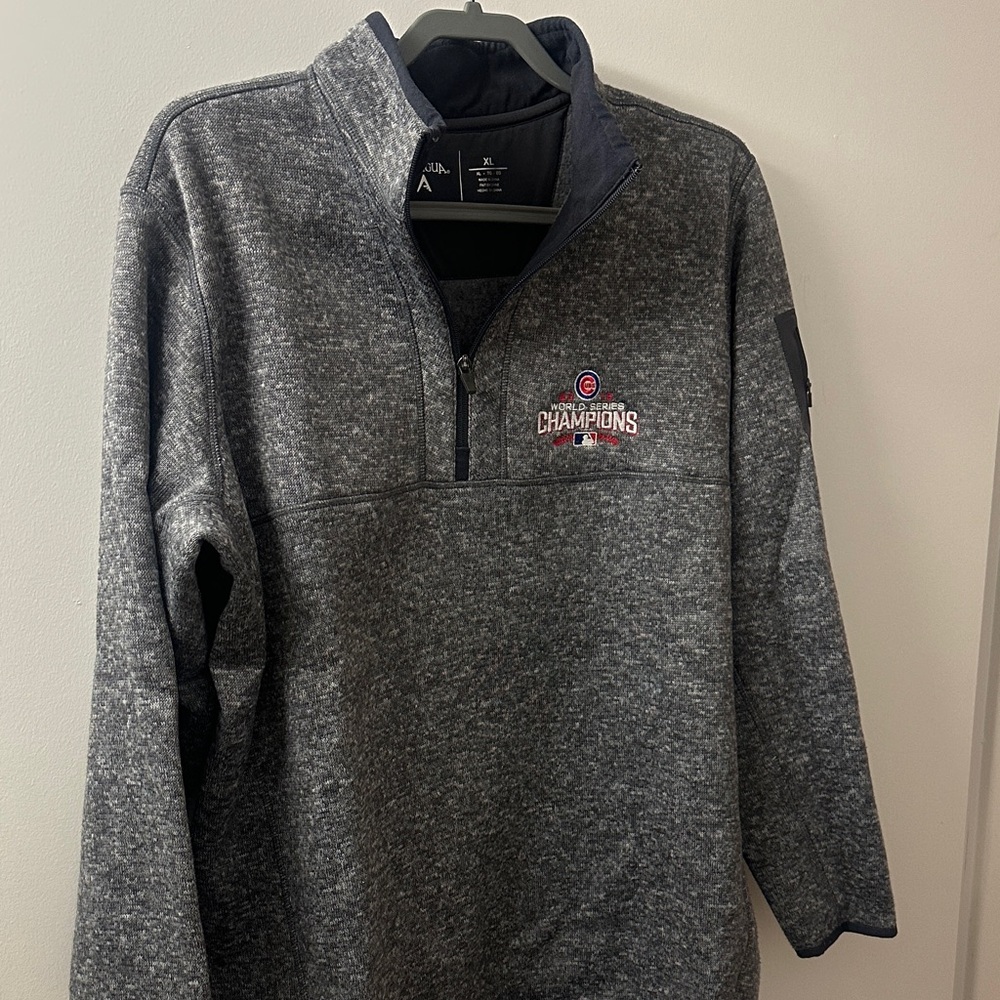 2016 Chicago Cubs World Series Champions Quarter Zip, Heather Grey, XL